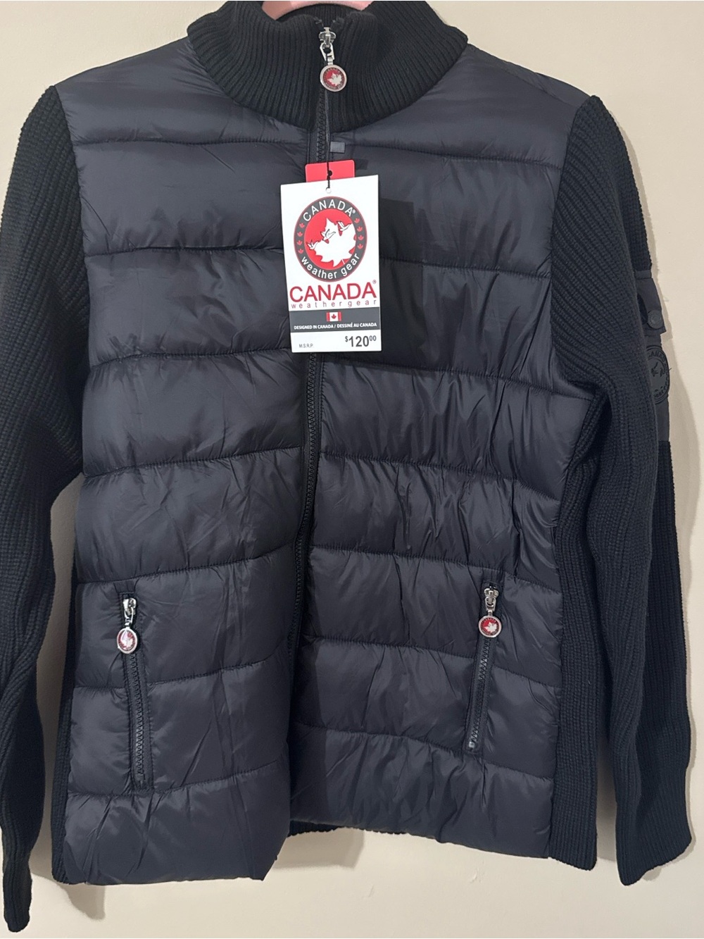 Canada Weather Gear Men’s Black Quilted Puffer Hybrid Jacket
